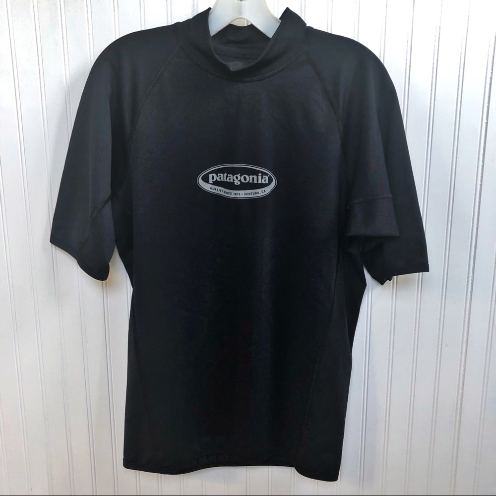Patagonia Black Logo Swim Rash Guard - Men’s Large